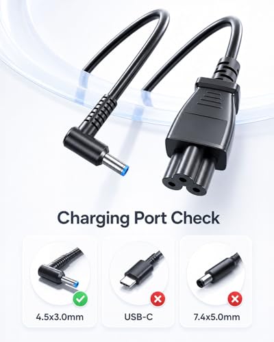 65W 45W Charger Compatible with HP Model 14 15 17 Pavilion Laptop | Smart AC Adapter 4.5mm Blue Tip, Compatible with HP x360, Envy, EliteBook, ProBook, Chromebook, Stream, Spectre