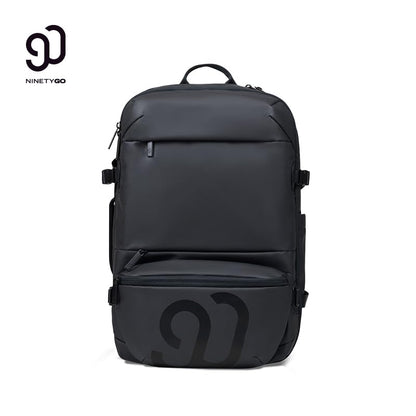 NINETYGO Travel Backpack for Men & Women, Black | Carry On, Airline Approved, Waterproof, 24.7L, Detachable Shoulder Bag, Fits 15.6 Inch Laptop - color: Black