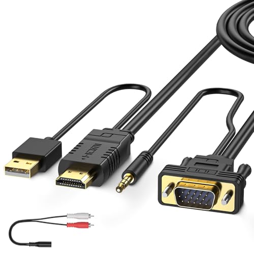 FOINNEX VGA to HDMI Adapter Cable, 33FT/10M, 1080P for Old PC to New Monitor/TV - size: 33FT/10M