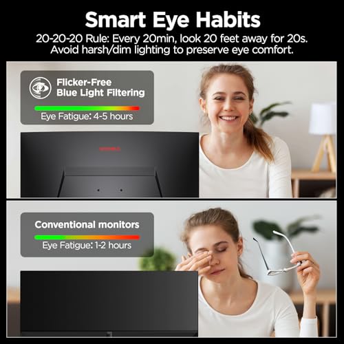 KOORUI 24 inch Curved Gaming Monitor 180Hz FHD 1080P, 1ms 1500R Display | Adaptive Sync, 99% sRGB, HDMI×2 and DisplayPort, Eye Care, VESA, Tilt, FPS & Console Gaming, Bedroom/Dorm Setup - size: 24inch 180Hz/FHD/Curved