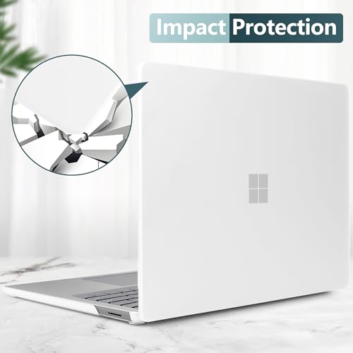 Crystal Frosted Case for 15" Microsoft Surface Laptop 8 2026 for Business 2024 2025 (7th Edition), Lightweight Ultra-Slim Shell with Keyboard Cover, OTG Adapter & Webcam, Frosted Clear - color: Frosted clear