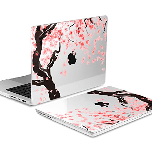 TWOLSKOO for MacBook Pro 16 Inch Case 2023 2022 2021 Release M2 A2780 M1 A2485 M1 Pro/Max, Hard Shell Case & Keyboard Cover & Screen Protector for Mac Pro 16" with Touch ID, Cherry Blossoms - color: Cherry Blossoms