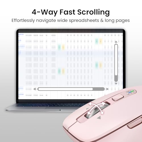 CITLLA Wireless Bluetooth Mouse (USB + BT1 + BT2), Full Size Mouse, 4-Way Scrolling, Multi-Device Silent for Computer, Laptop, iPad, MacBook (Pink) - color: Pink