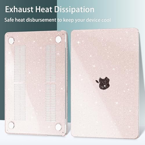 May Chen Case for MacBook Air 13/13.6-inch (M5/M4/M3/M2, 2022-2026 Models A3449 A3240 A3113 A2681), Lightweight | Closes Seamlessly | Ideal for Work Hard Shell Case, Sakura Pink Glitter - color: Sakura Pink Glitter