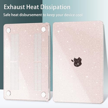 May Chen Case for MacBook Air 13/13.6-inch (M5/M4/M3/M2, 2022-2026 Models A3449 A3240 A3113 A2681), Lightweight | Closes Seamlessly | Ideal for Work Hard Shell Case, Sakura Pink Glitter - color: Sakura Pink Glitter