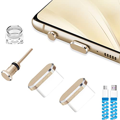USB C Dust Plugs Charging Port Cover Caps, 2 PCS (Gold) | Cable Protectors Included, Compatible with iPhone 17 16 15 Pro Max - color: Gold