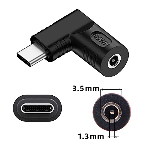 DC Jack 3.5x1.35mm Input to USB-C Type-C Angled 90 Degree Power Plug Charge Adapter for Laptop Phone - style: 3.5x1.35mm