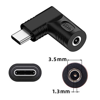 DC Jack 3.5x1.35mm Input to USB-C Type-C Angled 90 Degree Power Plug Charge Adapter for Laptop Phone - style: 3.5x1.35mm