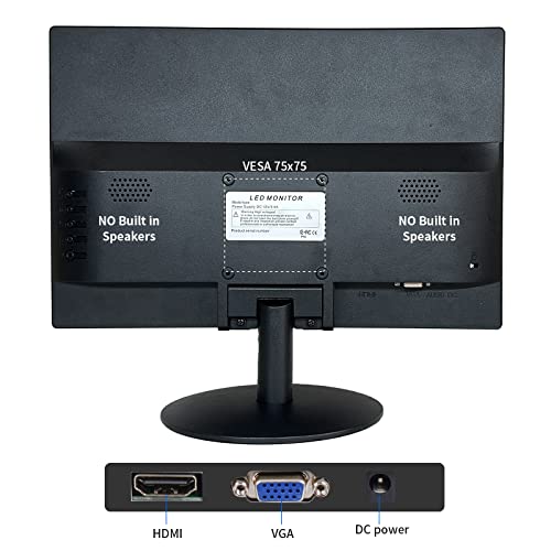 SKitphrati 15.6 Inch Small PC Monitor, FHD VA 1080P Desktop Display with 1920x1080 99% sRGB HDMI VGA Ports, 2 Hole Mounting, LED Monitor for PC, Laptop and Computer, Black