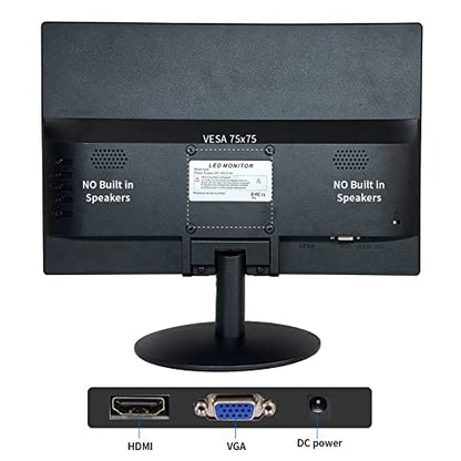 SKitphrati 15.6 Inch Small PC Monitor, FHD VA 1080P Desktop Display with 1920x1080 99% sRGB HDMI VGA Ports, 2 Hole Mounting, LED Monitor for PC, Laptop and Computer, Black