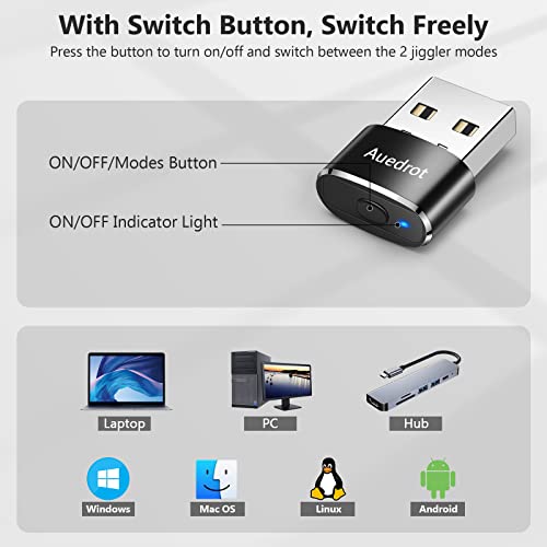 AUEDROT Mouse Jiggler Undetectable Mouse Jiggers USB Mouse Mover with Switch Button, Automatic Mouse Wiggler with 2 Jiggle Modes, Mouse Mover Device, Plug & Play, Keep Computer/Laptop Awake, Black - color: Black, style: 1 PCS