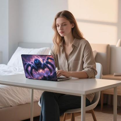 Aesthetic Laptop Skin Sticker, Frost Spider with Glowing Blue Eyes Waterproof Vinyl Laptop Decal, Removable Bubble Free, Reusable Protective Cover for 13 14 15 15.6 Inch - color: Frost Spider with Glowing Blue Eyes