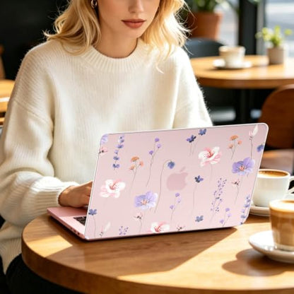 Feams for MacBook Neo 13 Inch Case 2026 A3404, Stylish Protective Clear Case Hard Shell Transparent Cover for MacBook Neo 13 Inch 2026 (A18 Pro Chip) with Keyboard Cover, Purple Flower - color: Purple Flower