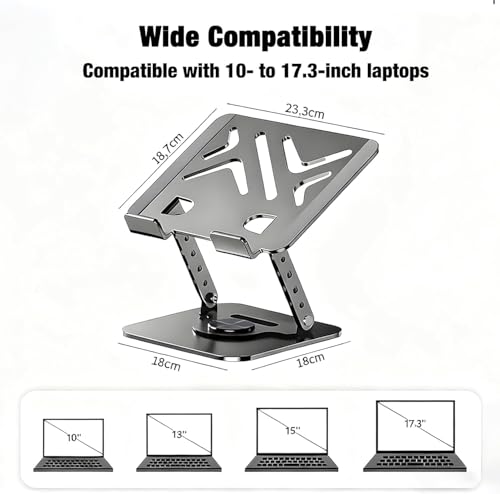 Laptop Stand, Laptop Stand for Desk with 360° Rotating Base - color: Black
