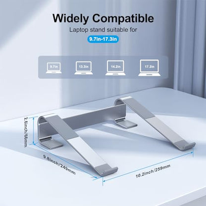 MOKURU Laptop Stand for Desk, Aluminum Laptop Riser, Ergonomic Computer Stand Compatible with for MacBook Pro/Air, Dell, HP, Lenovo, 10-17.3'' (Silver) - color: Silver
