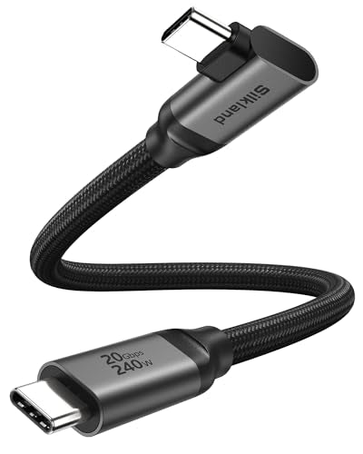Silkland 20Gbps USB C Data Cable Right Angle, Short 1FT 90 Degree USB C 3.2 Gen 2x2 High Speed Data Transfer Cable, 5K/4K 60Hz Monitor Display, 240W PD Charging, Compatible for SSD, Hub, Dock, eGPU - size: 1 Feet