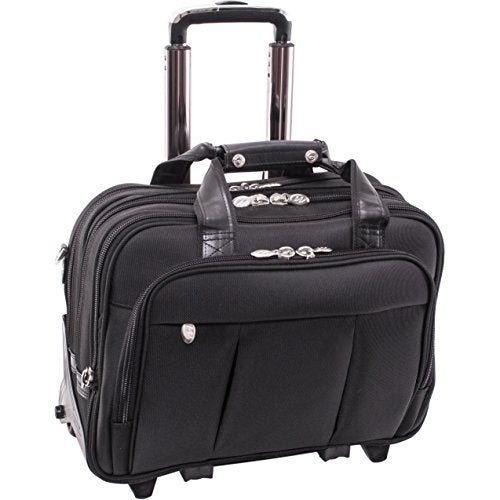 McKlein, R Series, DAMEN, Tech-Lite Ballistic Nylon, 17" Patented Detachable -Wheeled Laptop Briefcase, Black (70715) - color: Black, size: 18"x8.75"x14.5"