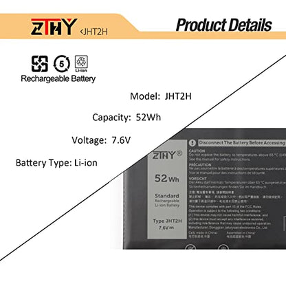 ZTHY 52Wh JHT2H Laptop Battery Replacement for Dell Latitude 7310 7410 | Latitude 7410 Chromebook Enterprise P33S P33S001 P34S P34S001 35J09 0WY9MP 04V5X2 HRGYV 0HRGYV 4V5X2 09YYF 7.6V 6500mAh 4Cell