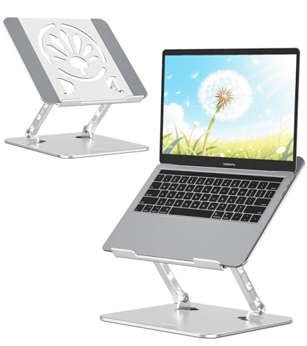 Aluminum Laptop Stand for Desk – Adjustable Ergonomic Laptop Riser, Foldable & Portable Holder Fit for MacBook & 10"-16" Laptops for Office, Home & Travel,Silver - color: Silver