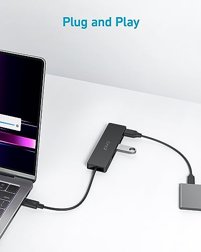 Anker 4-Port USB 3.0 Hub with 5Gbps Data Transfer, Ultra-Slim Data USB C Hub [Charging Not Supported], for MacBook, iMac, Surface, Mobile HDD, and More (USB-C, 0.7 ft) (Pack of 2) - size: 0.7 ft (Pack of 2), style: USB-C