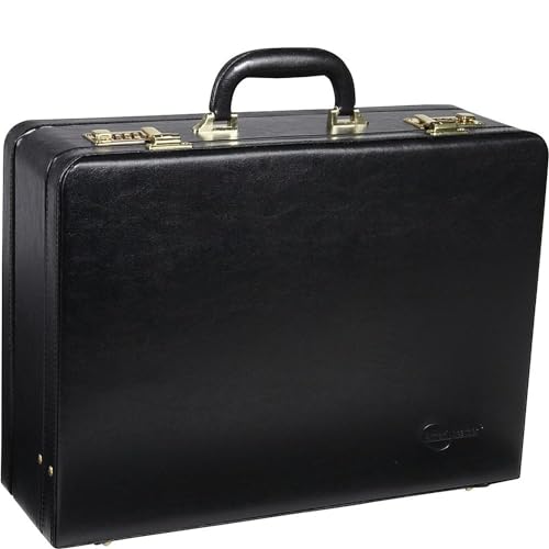 HomeStock Seaside Style Large Expandable Faux Leather Attach Case Executive Business Case Featuring Ample Storage And Distinctive Matte Finish, 17.75" L X 12.88" H X 5.5" W Black - color: Black