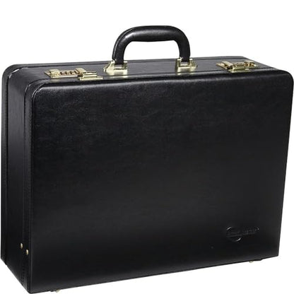 HomeStock Seaside Style Large Expandable Faux Leather Attach Case Executive Business Case Featuring Ample Storage And Distinctive Matte Finish, 17.75" L X 12.88" H X 5.5" W Black - color: Black