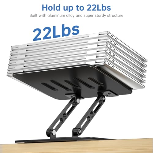 Laptop Stand for Desk Adjustable Computer Stand with 360 Rotating Base Ergonomic Laptop Riser Mount for Desk Foldable Protable Computer Desk Fits with MacBook Pro Air, - color: Rectangle, Black-Z