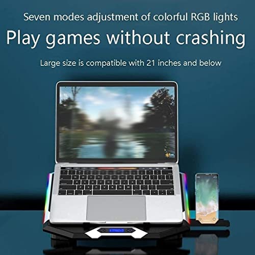 TOEWOE Laptop Cooling Pad, RGB Lights Laptop Cooler 6 Fans for Up to 17.3 Inch Laptops, Notebook Cooler, 7 Modes Light, 6 Height Stands, 2 USB Ports, Black