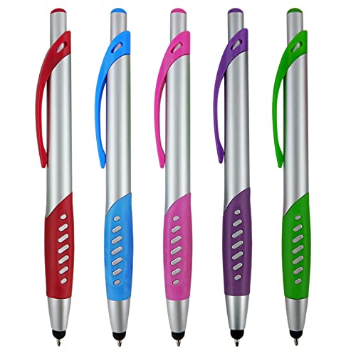 2 in 1 Capacitive Stylus & Ballpoint Pen Comfort Grip for Any Touchscreen Device, iPad, iPhone 6,6 Plus, iPod, Android, Galaxy, Dell, Note, Samsung (Silver-5 Pack) - color: Silver, size: 5 Pack