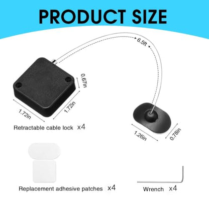 6 Pack 6.5ft Retractable Remote Control Safety Lock Tether, Remote Finder Lanyard with Adjustable Locking Leash for TV Remote, Gaming Controller, Tablet – Keep Remote Secure Within Reach