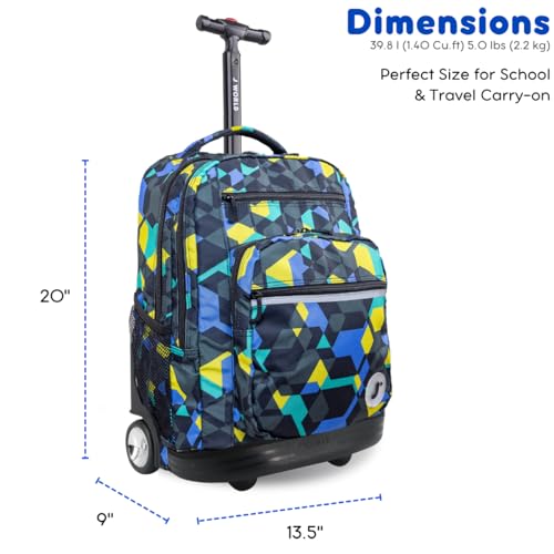 J World Sundance Laptop Rolling Backpack for Girls Boys. Roller Bookbag with Wheels, 20 Inch, Cubes - color: Cubes