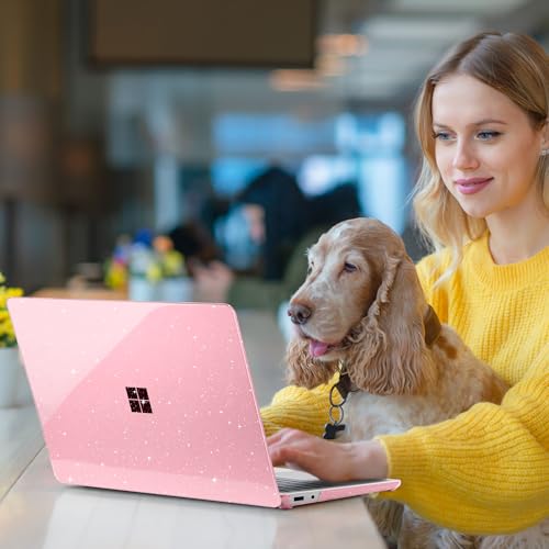 Batianda Glitter Case for Surface Laptop 13 inch 2025 2026, Starry Pink | Fits Model 2095, Subtle Glitter Mist Finish, Lightweight Hard Shell with Scratch-Resistant Protection, Easy Installation - color: Bling pink