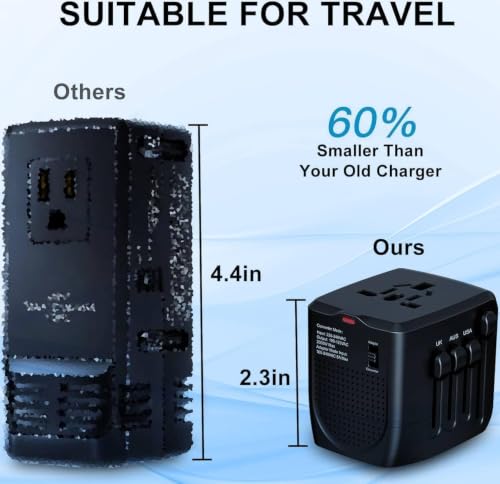 Travel Converter Adapter Voltage Converter that Steps Down 220 Volts to 110 Volts for use in Over 200 Countries,Including The U.S., U.K., Europe, and Australia (Black)
