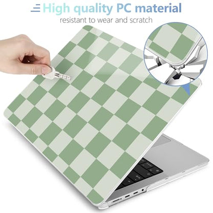 MEEgoodo Compatible with MacBook Pro 14 inch Case (M5/M4/M3/M2/M1) Pro/Max 2026 2025 2024 2023 2021, Case Fit Model A3427/A3426/A3434/A3112/A3401/A3185/A2918/A2992/A2779/A2442, Green Checkered - color: Green Checkered