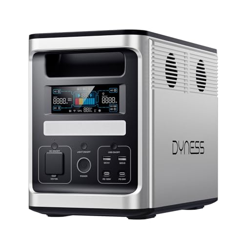DYNESS 1536Wh Portable Power Station, 1800W AC Output (3600W Surge), 50 Min to 80% Fast Charging, Upgraded LiFePO4 Battery Backup for Home Backup, Camping, RV, Blackout - size: 1536Wh 1800W