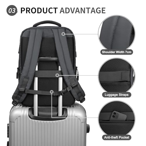 Lightweight Commute Backpack for Men & Women, Water-Resistant Travel Daypack with 15.6-Inch Laptop Compartment & Anti-Theft Pockets, Charcoal Gray - color: Charcoal Gray