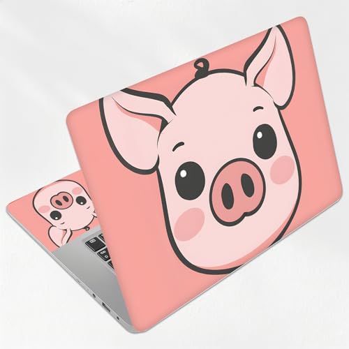 Minimalist Pink Pig Face Universal Laptop Skin Sticker 3PCS, Protective Decal Trim-to-Fit 11.6" 13.3" 14" 15.6" Laptop Vinyl Cover, Removable Anti-Scratch Computer Decal Protector - color: Minimalist Pink Pig Face