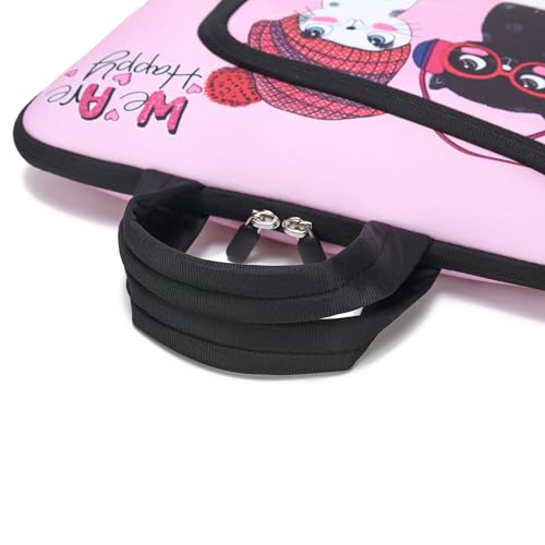15 15.4 15.6 inch Laptop Handle Bag Computer Protect Notebook Sleeve Neoprene Cover Soft Carrying Case with Extra Pockets - color: Cute Cats
