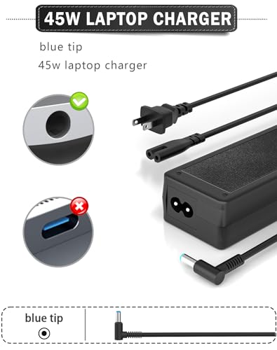 SZGUDULO 45W 19.5V 2.31A Charger for HP Laptop Computer Smart Blue Tip | Compatible with HP Pavilion x360 11 13 15, Zbook 14u G4 G5 15u 15, Notebook 14 15 17, Stream11 13 14, ProBook, EliteBook - color: black-4