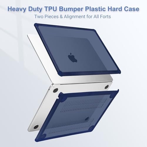 MOSISO Compatible with MacBook Air 15 inch Case M5 2026 M4 M3 M2 2025-2023 | A3448 A3241 A3114 A2941,Anti-Cracking,Heavy Duty Shock-Absorbing Hard Shell Case with TPU Bumper&Keyboard Cover, Navy Blue - color: Navy Blue