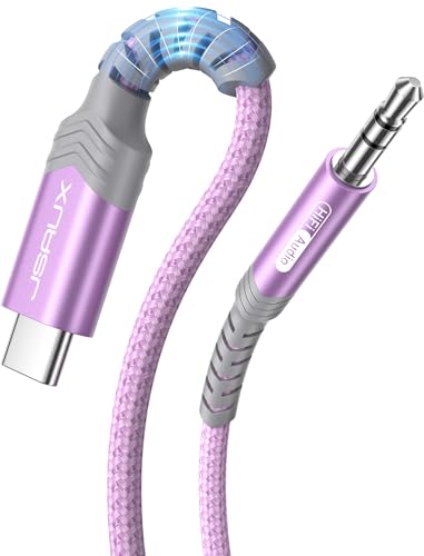 JSAUX USB C to 3.5mm Audio Aux Jack Cable [3.3ft], USB Type C to 3.5mm Headphone Stereo Cord Car Compatible with iPhone 16 Pro Max/15 Pro Max Plus, iPad Pro, Galaxy S24 S23, iPad Pro, Pixel 9/8-Purple - color: Purple-standard, size: 3.3ft