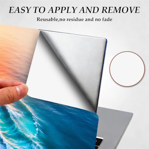 DEGDFSGR 12.1-15.6 Inch Universal Reusable Laptop Skin Sticker Decal, Waterproof Removable Protector for Notebook Cover, Scratch-Resistant Vinyl Cuttable Full Wrap Sticker, Sunrise Ocean Waves - color: Sunrise Ocean Waves
