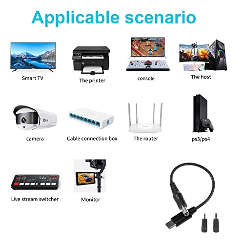 USB-C to DC 12V Power Cable - 12 Volt USB-PD to DC 5.5 x 2.1mm (Max 36W 12V3A), Type-C Male to DC 12V Power Cable for Router, CCTV, Other 12V Devices