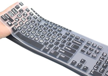 Ultra Thin Desktop Silicone Keyboard Cover Skin Compatible with Logitech MK370 MK295 MK275 MK270 Wireless Keyboard, Logitech K200 K260 K270 MK200 MK260 Keyboard - (Black Large Letters) - color: Large Letters - Black