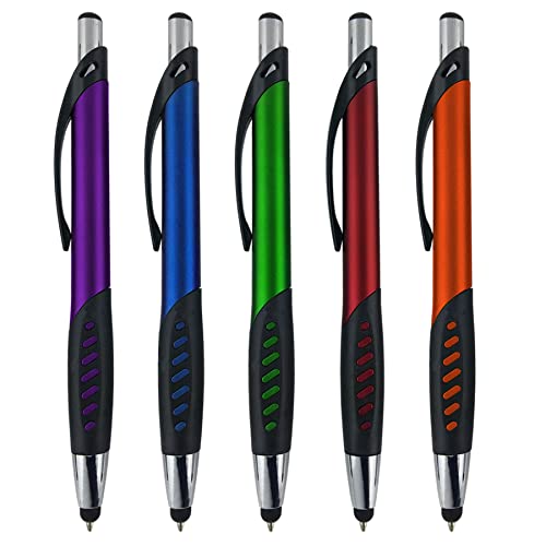 Stylus Pen, 2 in 1 Capacitive Stylus & Ballpoint Click Pen with Comfort Grip for Universal Touchscreen Devices, Tablets,iPad, iPhone 6,6 Plus, iPod, Android,Samsung Galaxy (Metallic 5 Pack) - color: Metallic, size: 5 Pack