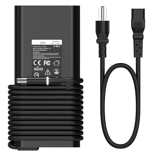 2025 New Slim 240W 180W Laptop Charger for Dell Alienware 13 15 17 R1 R2 R3 R4 X51 M15 M17 M17X M18X G3 G5 G7,Dell Precision 17 7710 7730 7670 7780 7770 M6500 M6600 M6700 AC Adapter Power Supply Cord - color: black3