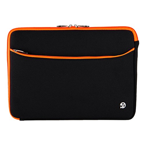 Neoprene Laptop Case | Lightweight Travel Protection | 13" Notebook Compatible Water Resistant Tech Sleeve (Orange) - color: Black/Orange