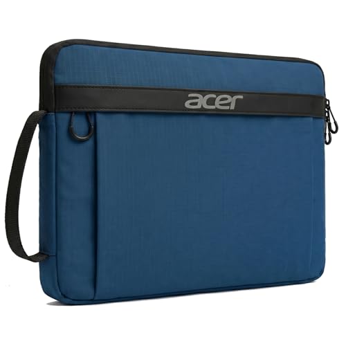 Laptop Sleeve Case Bag for 13.3-14 inch Laptops, Fits Most Models, Blue | Slim, Soft Bubble Padding, Extra Front Storage, Smooth Zippers, Luggage Strap, Side Handle - color: Blue, size: 14inch