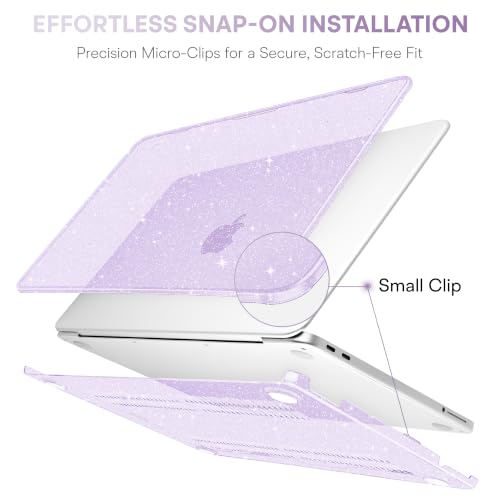 May Chen Compatible with MacBook Neo 13 inch Case 2026 Model A3404, Plastic Hard Shell,Keyboard Cover,Screen Protector,Dust Plug, for MacBook Neo 13" with A18 Pro Chip, Glitter Purple - color: Glitter Purple