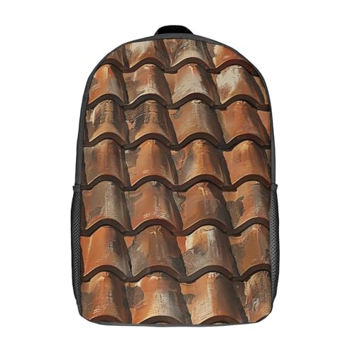 17-Inch Laptop Backpack Water-Resistant Brown Tile Roof Daypack with Shoulder Strap Lightweight Casual Rucksack for Travel Commuter Hiking Outdoor Activities 20l Black